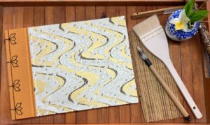 'Gold Cranes' Handmade Japanese style sketchbook - plain pages
